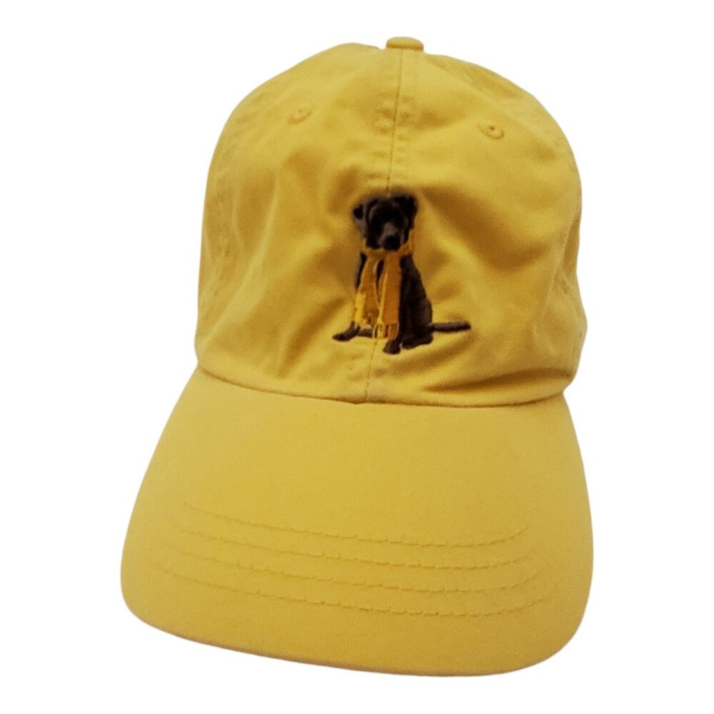 Cremieux Baseball Hat Yellow with Brown Dog Patch Golf Preppy Adjustable Fit
